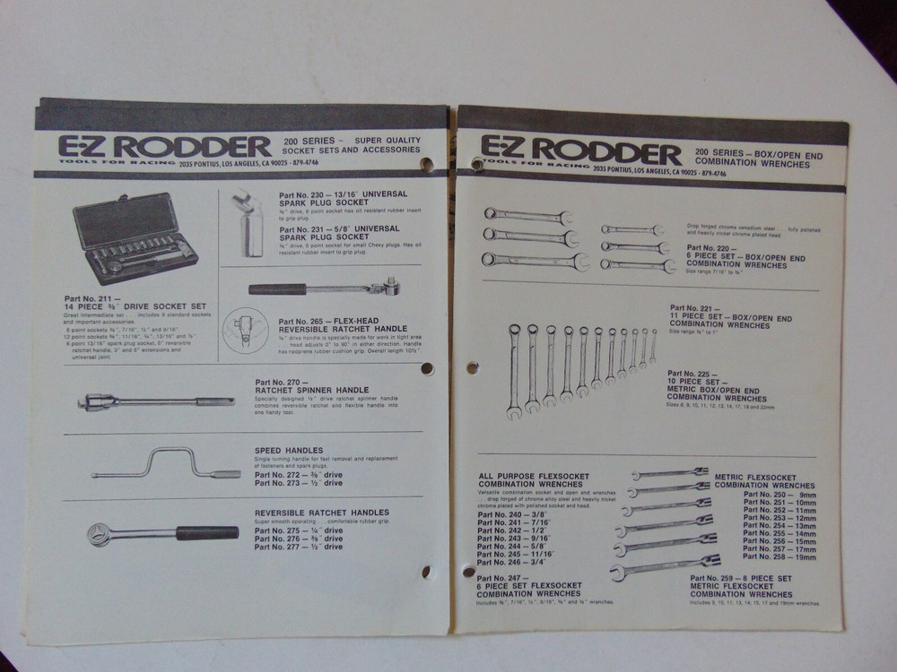 Vintage Original 1970s E.Z Rodder Race Tools Catalog