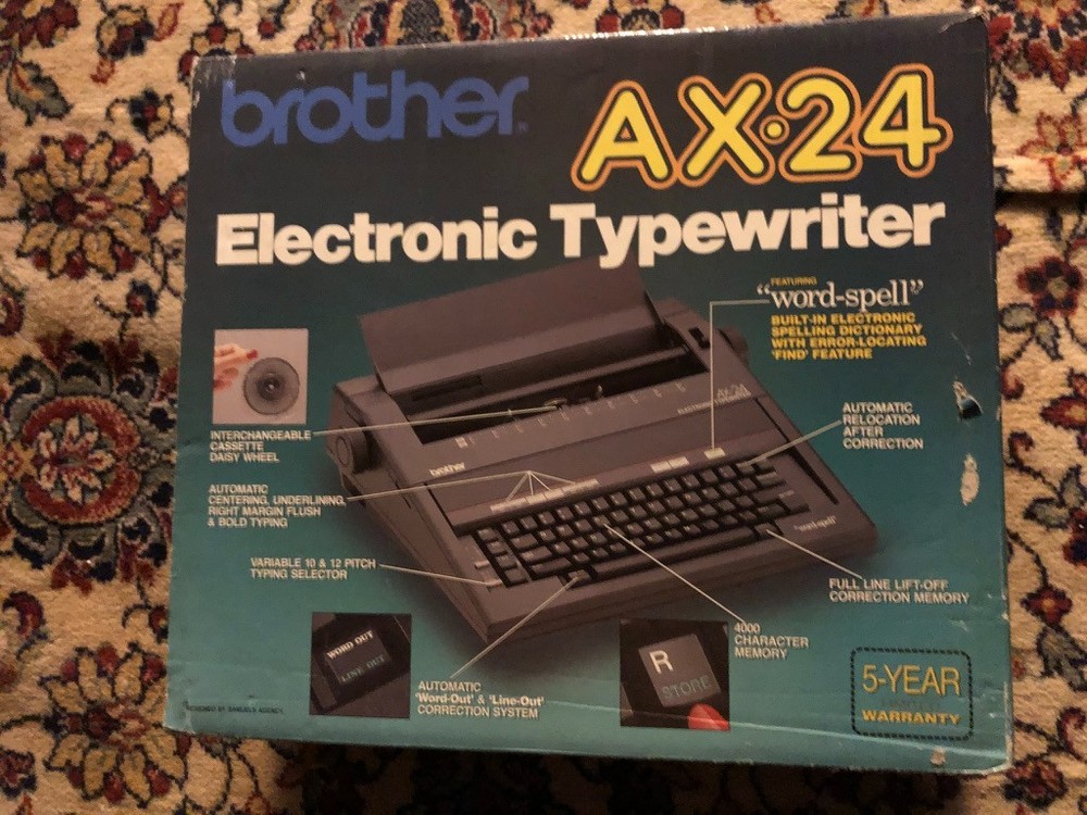 Brother AX-24 Portable Electronic Typewriter with Cover, Users Guide, Box