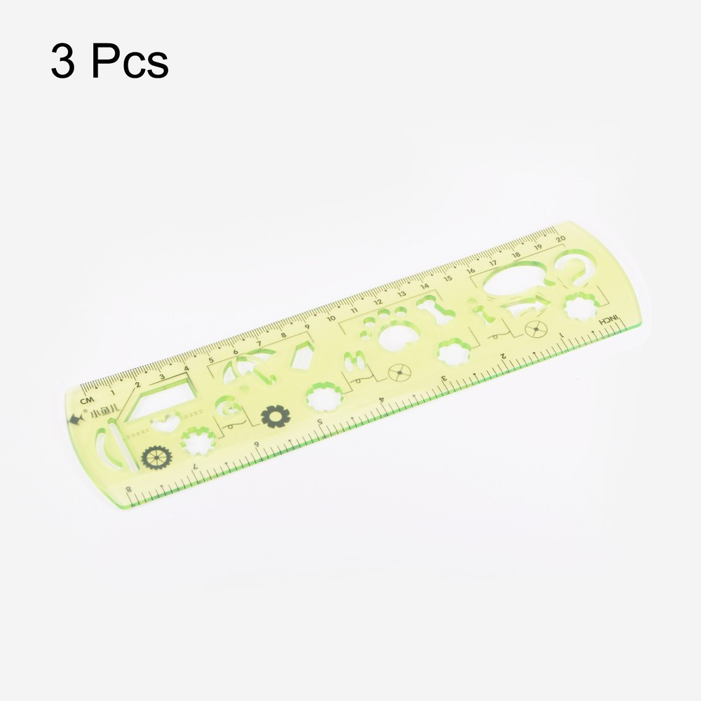 3pcs Unbreakable Flexible Rulers 20cm/8" Folding Plastic Ruler Light Green