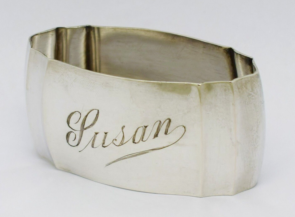 Antique German 800 Silver Napkin Ring "Susan" name engraving