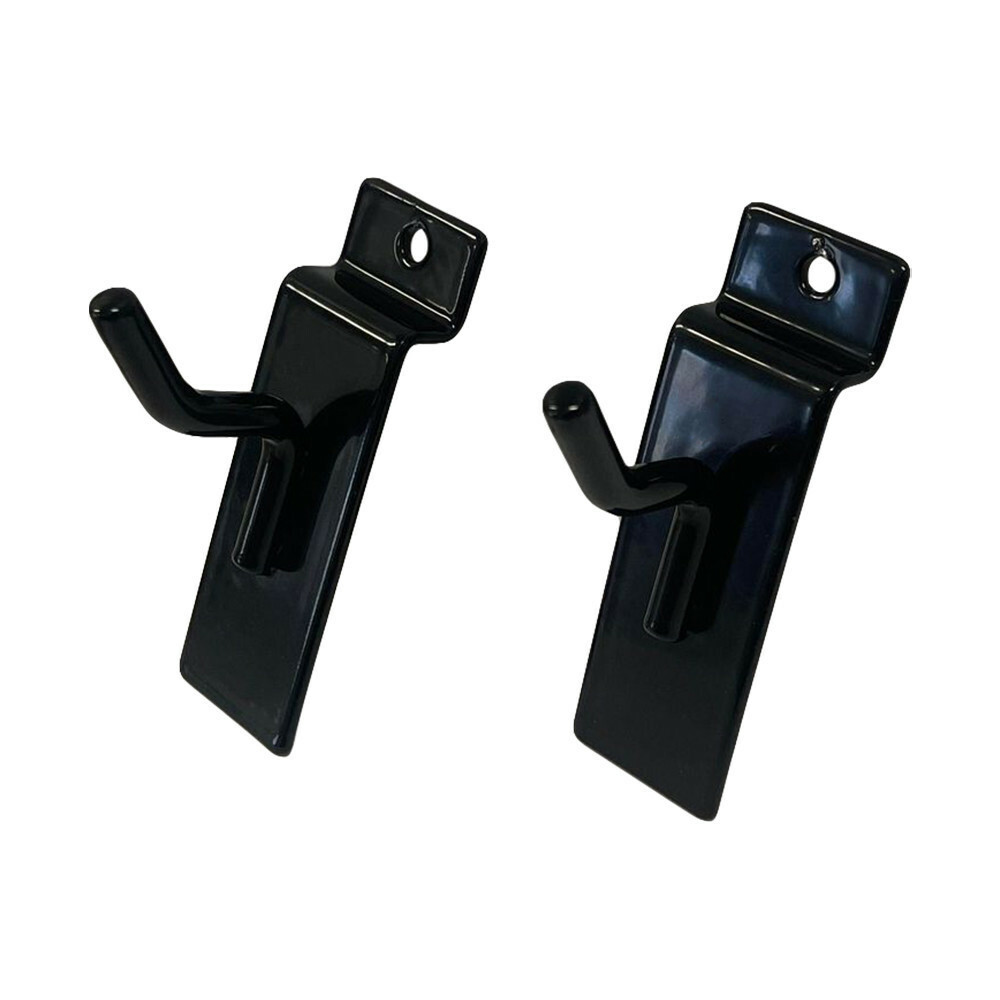 1" Slatwall Hook Panel Display Hooks, 1/4" Thickness Metal, Black - PACK 2