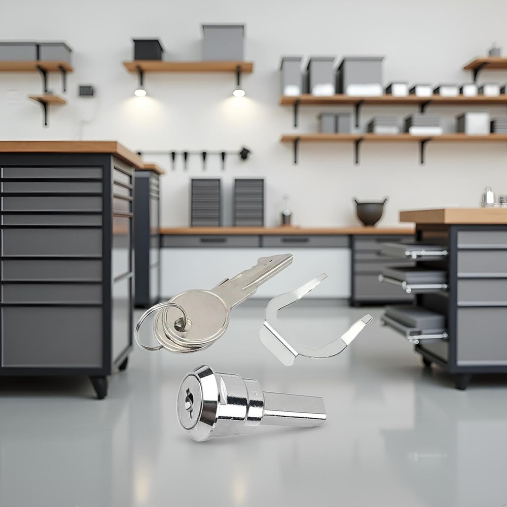A Set Silver Universal Stainless Toolbox Lock, Lock Iron Cabinet 2