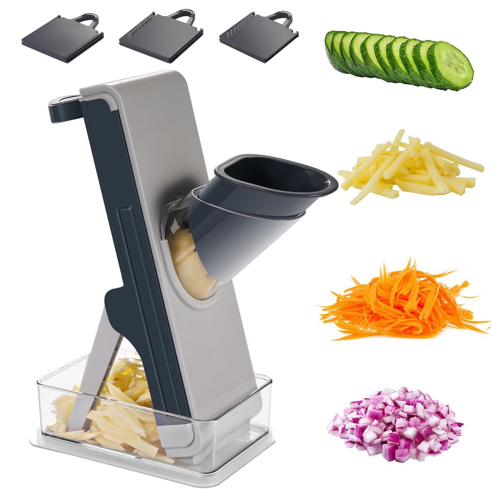 Safe mandoline slicer for kitchen, FEICO multifunctional Large, Blue