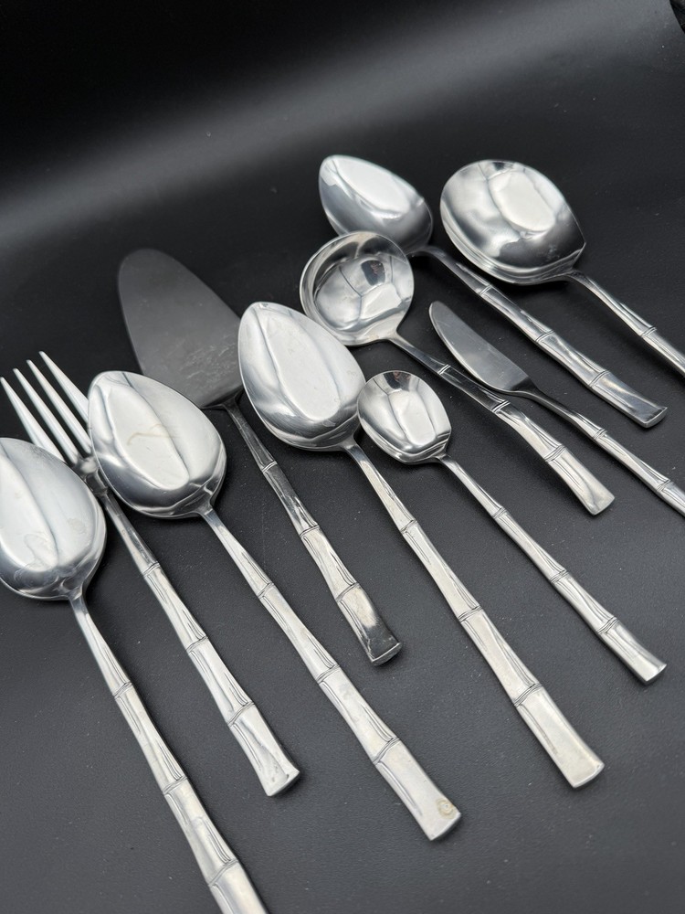 Bamboo Flatware 80 Pieces ABSOLUTELY FABULOUS! Stainless. Service For Eight