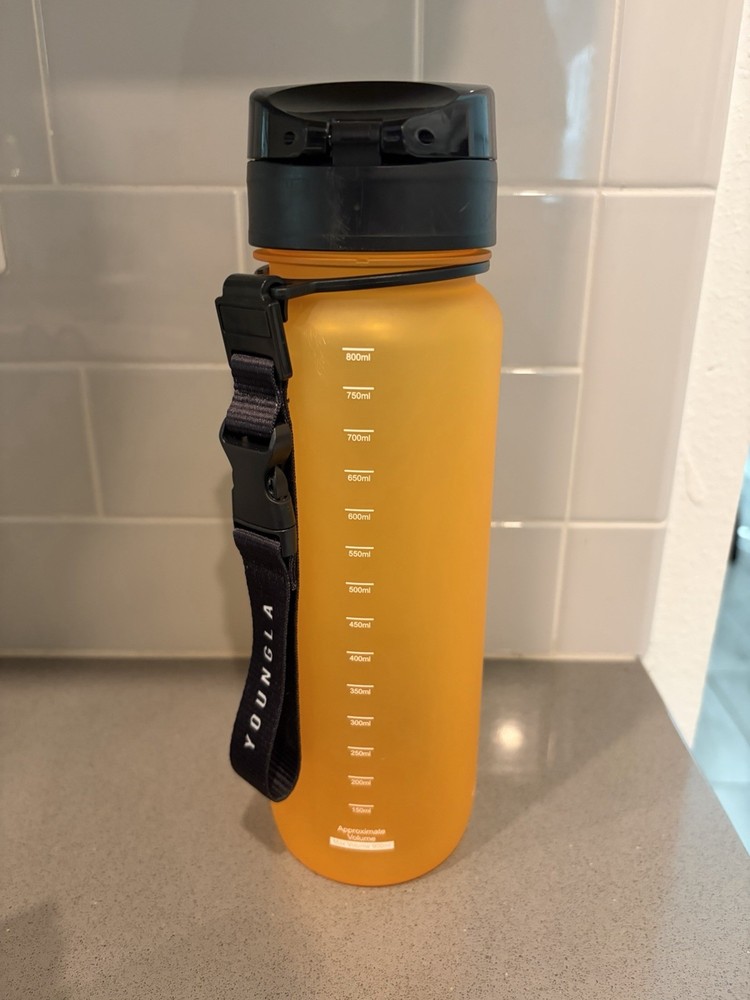 YoungLA Water Bottle Yellow Plastic EUC