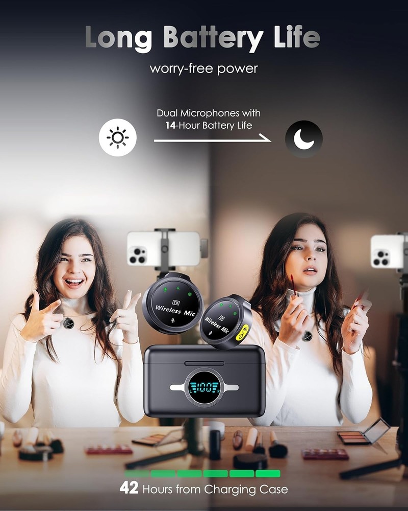 Wireless Lavalier Microphone for iPhone/Android, Lapel Mics with USB-C Plug-P...