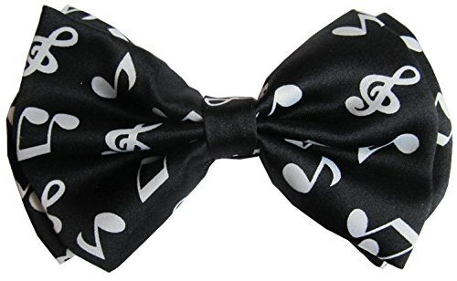 Black with White Music Notes Bow Tie