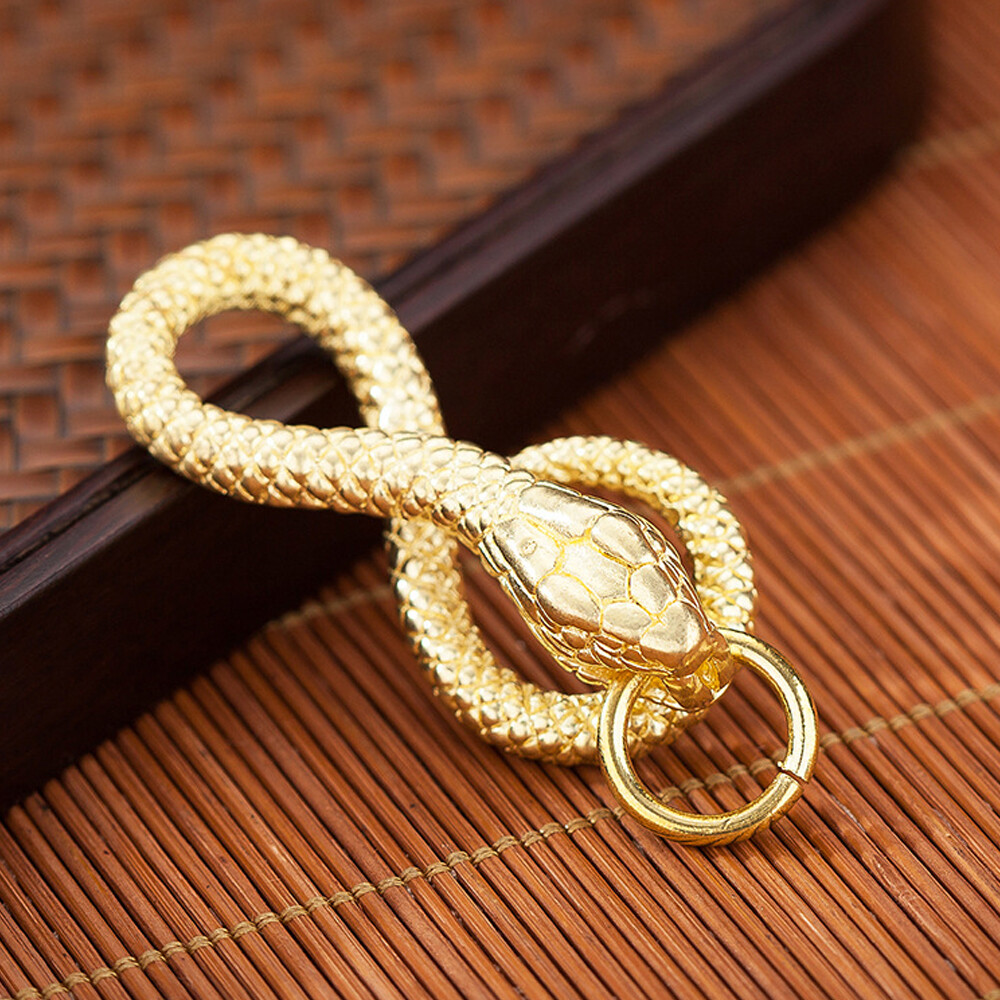 Solid Brass Snake Cobra Keychains Key Ring Holder Hook Gold Belt Clip Buckle US