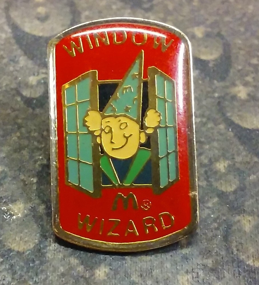 Ronald McDonald's Window Wizard employee hat pin