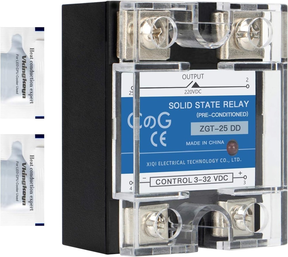 Durable Solid State Relay SSR-25DD, 25A, Panel Mount with Thermal Grease