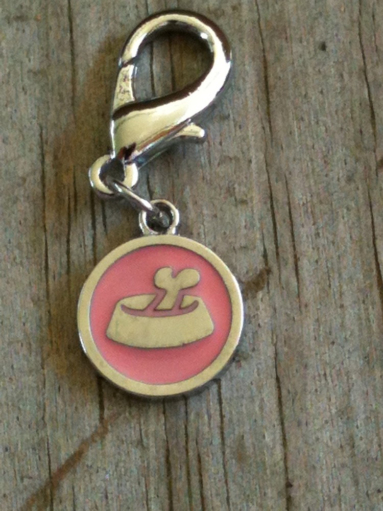 Pink Circle Dish Dog Collar Charm / Zipper pull