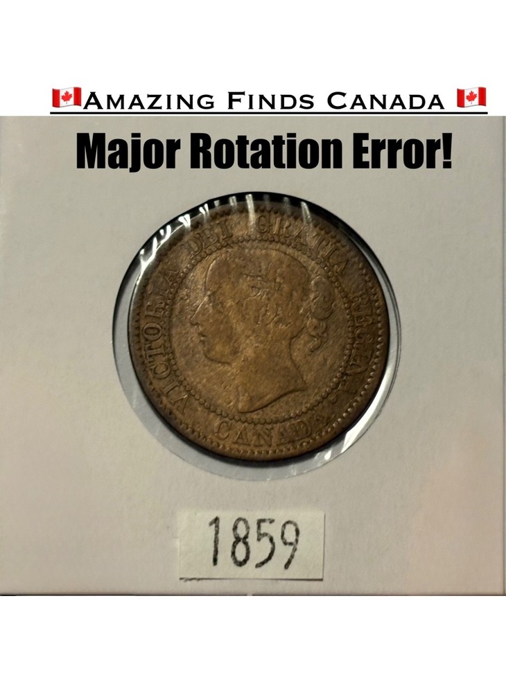 Error - Rotated Die Broken Stems and Vines Error - 1859 Canada Large Cent Coin