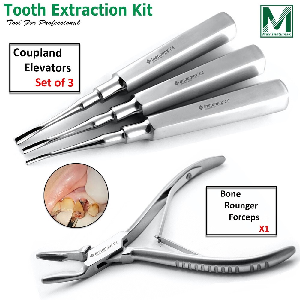 Basic Tooth Extraction Kit Coupland Dental Extracting Elevators Rongeur Plier CE