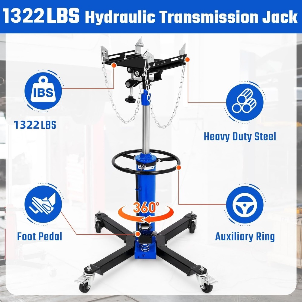 1332 LBS Hydraulic Telescoping Transmission Jack, 33"-69" Adjustable Height