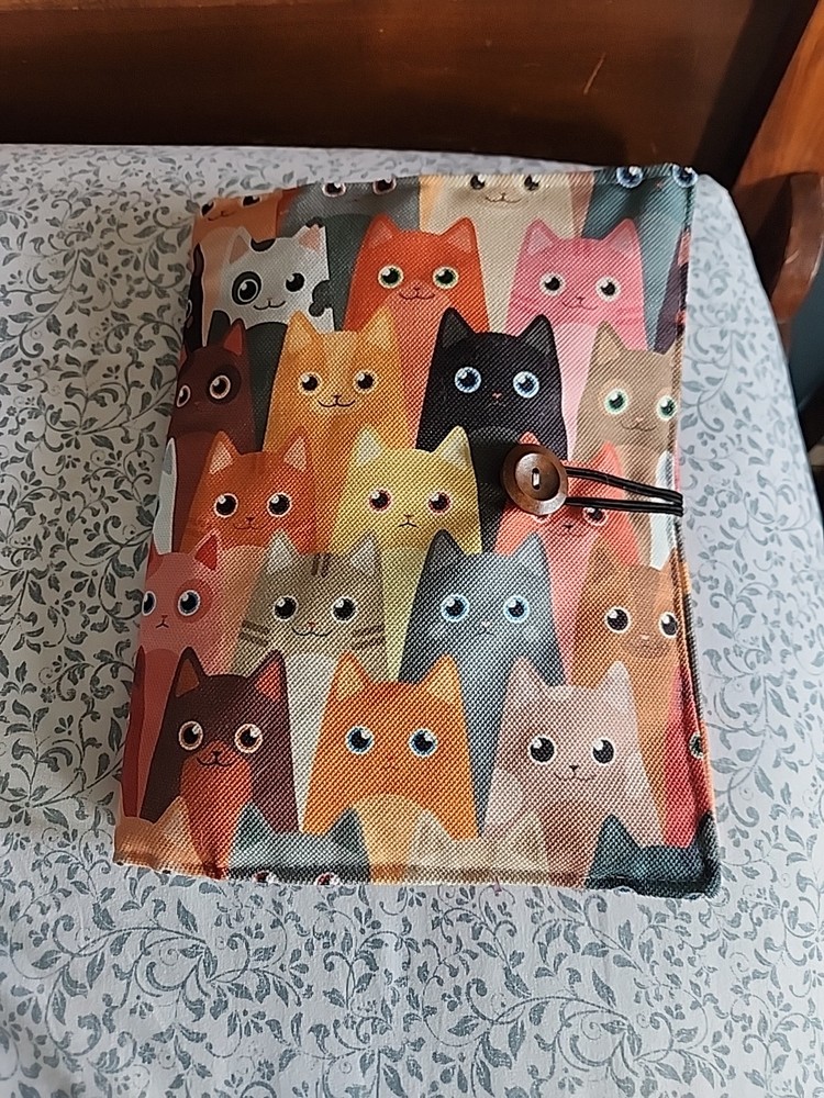 Journal/Book Sleeve-Cat Pattern w/more Pockets! Writer/Reader Gift
