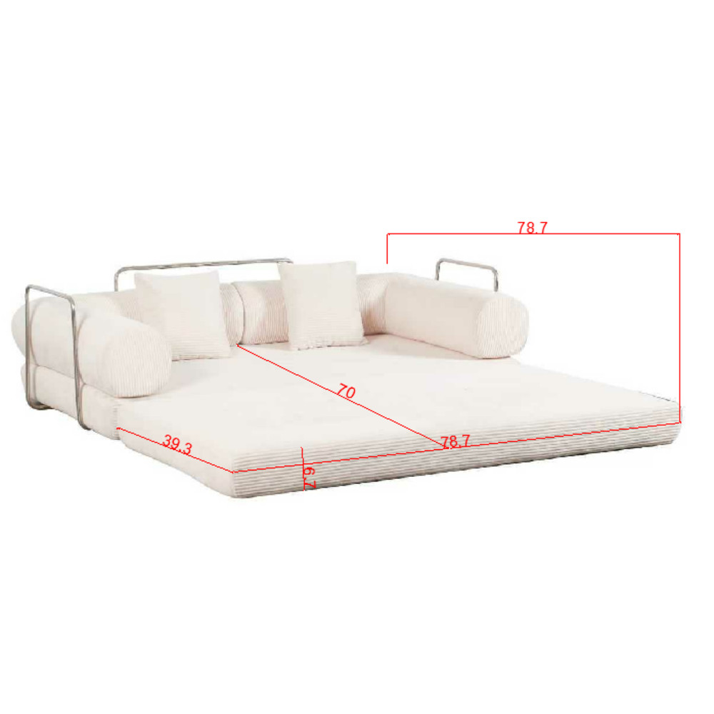 Folding Sleeper Sofa Bed Floor Compression Sofa w/ Metal Frame for Small Space