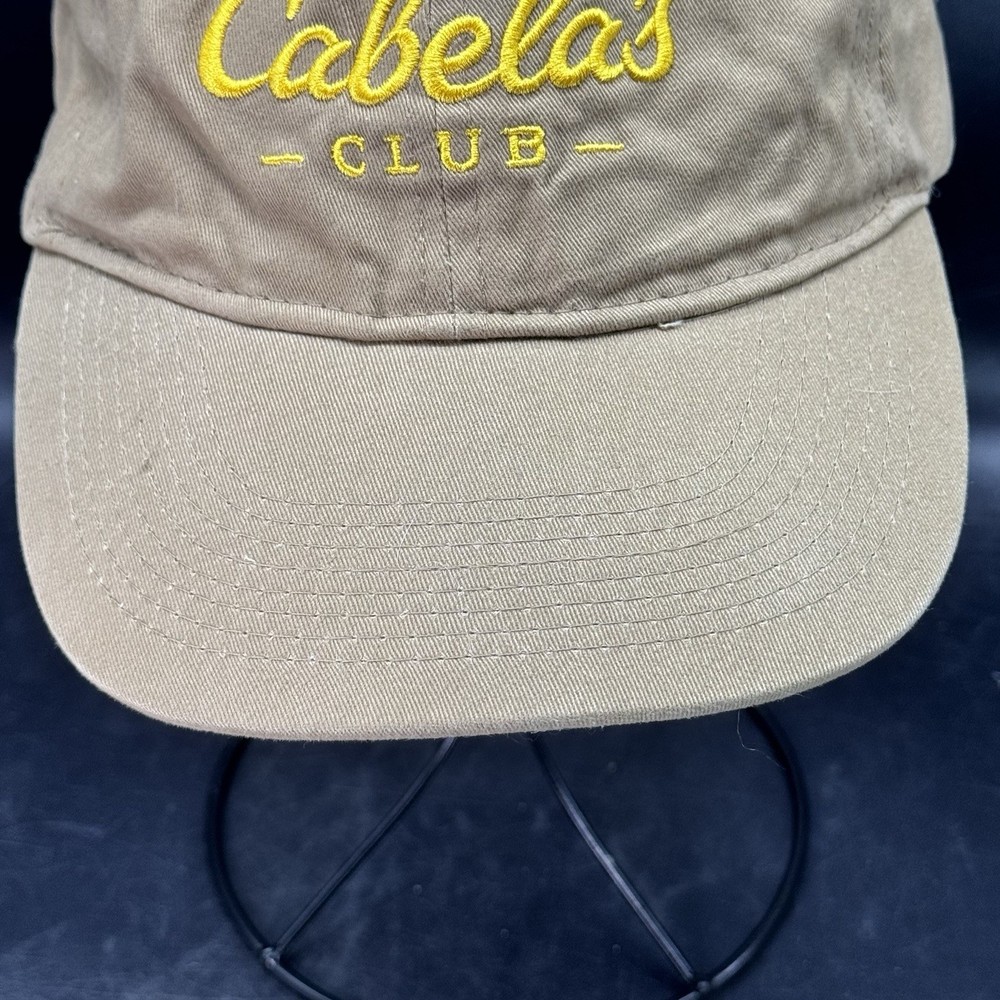 Cabelas Club Baseball Hat StrapBack Adjustable Embroidered Tan Yellow Script