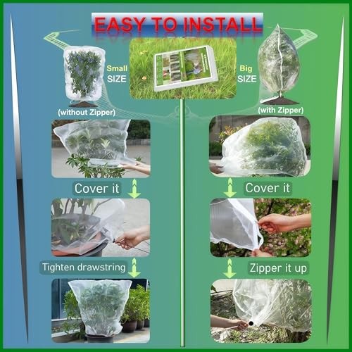 Fruit Tree Netting (Pack)- Easy Install Plant Protection Cover, 4x5 FT 4