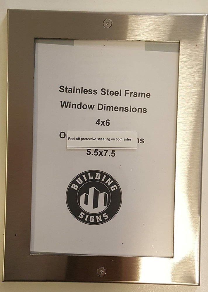 Elevator certificate frame 4x6 stainless Steel -REF24-1027