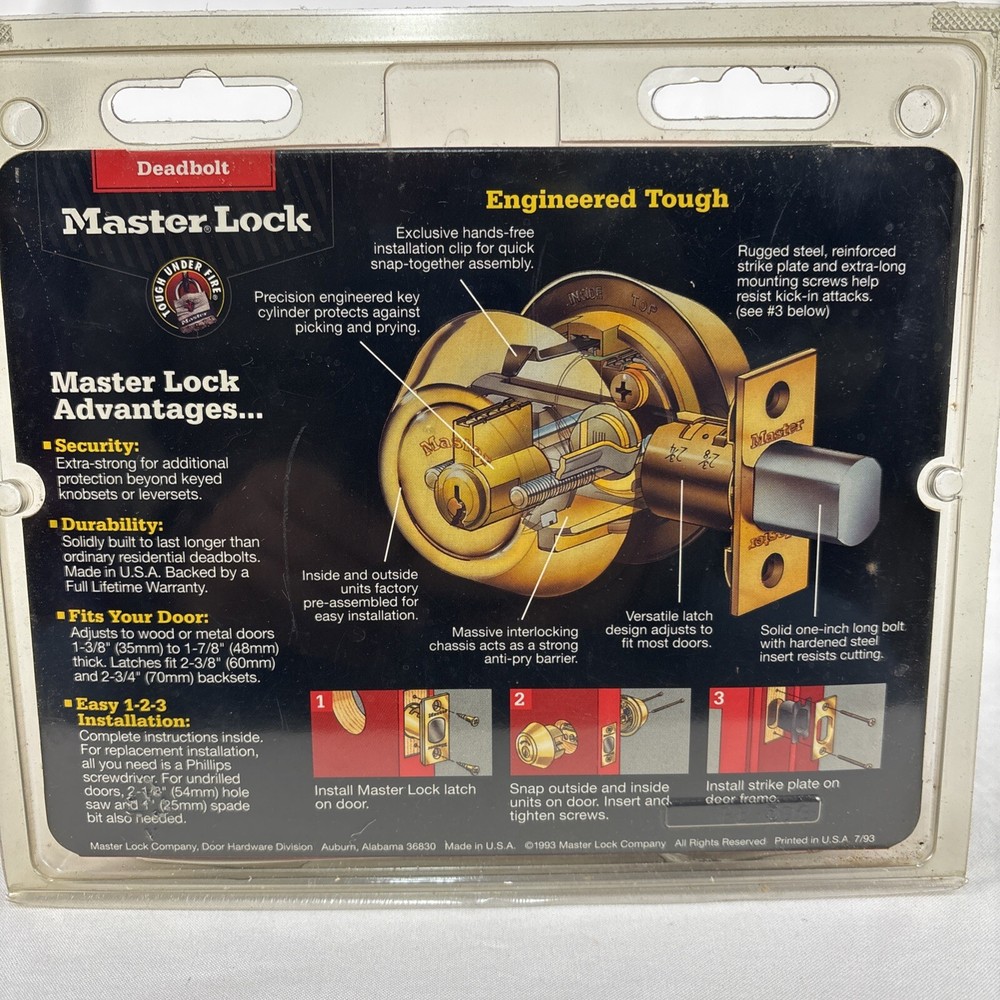 Master Lock Brass Double Cylinder Deadbolt Lock NEW! Keyed