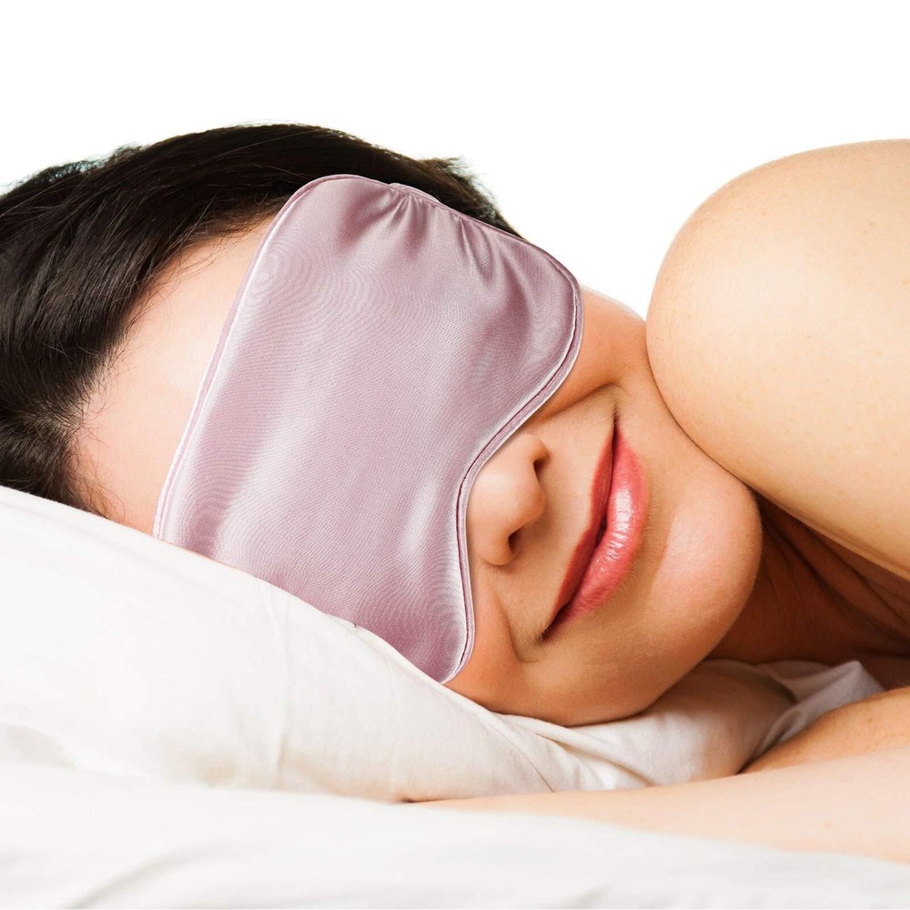2 Pack Silk Satin Sleeping Mask Eye Blindfold with Elastic Strap for Travel