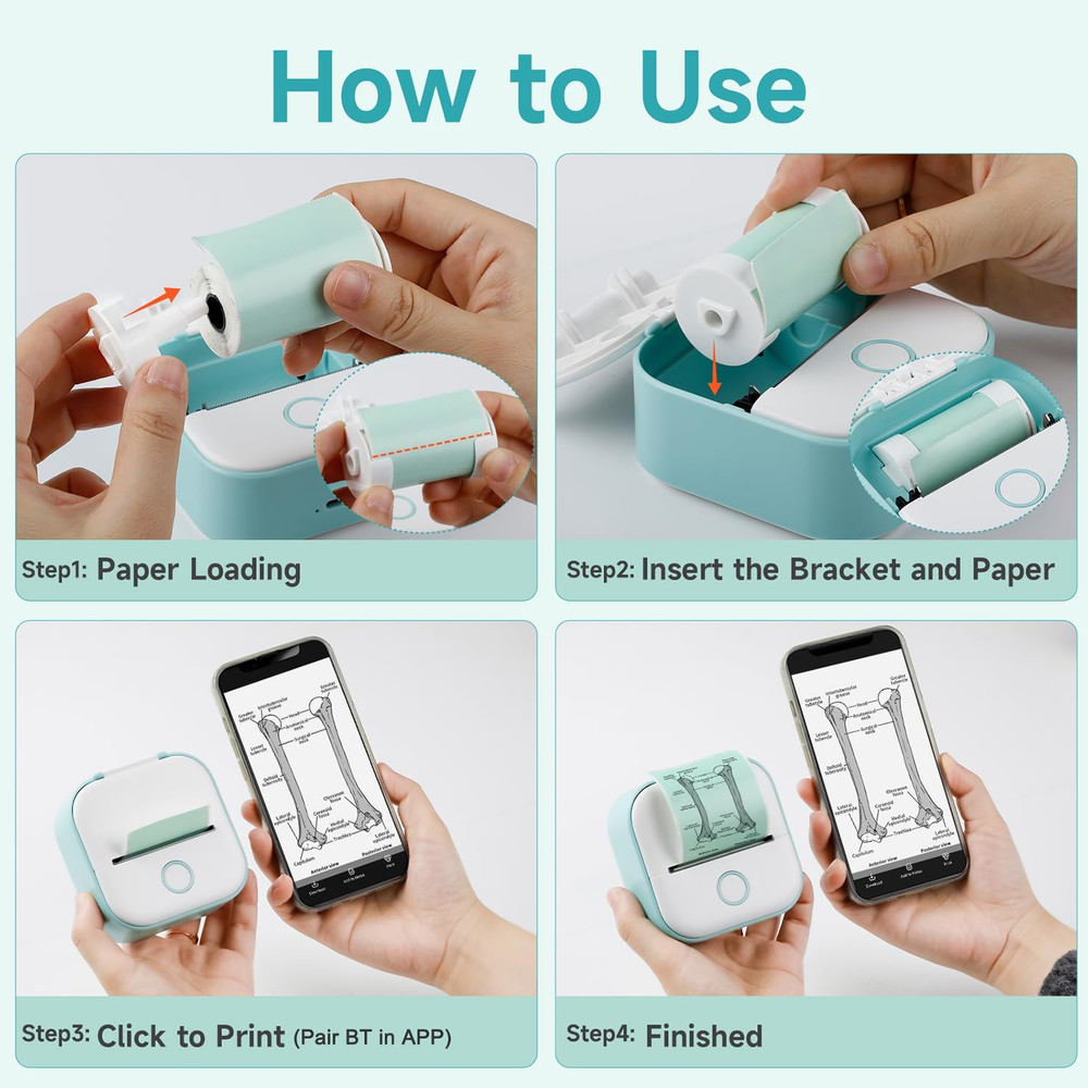 Memoking Print Pods Mini Printer - Sticker Printer Mini Thermal Inkless Sticker