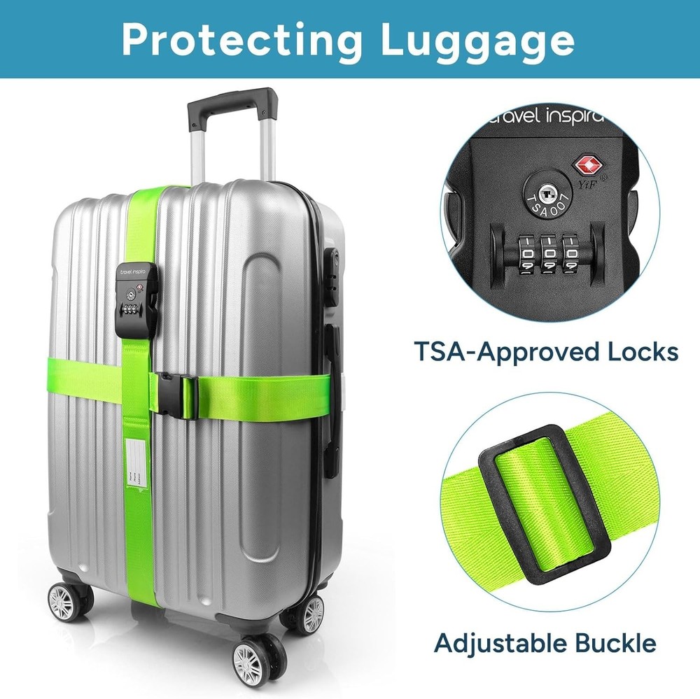 Adjustable Suitcase Belt with Combination Locks, 2 Pack