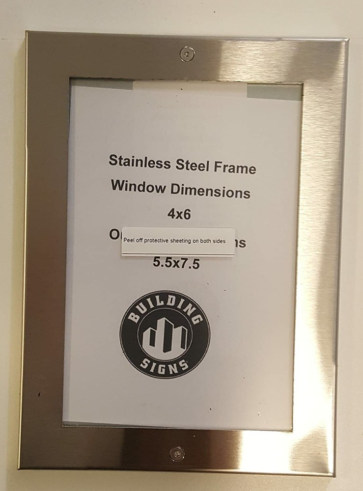 Elevator certificate frame 4x6 stainless Steel -REF24-1027