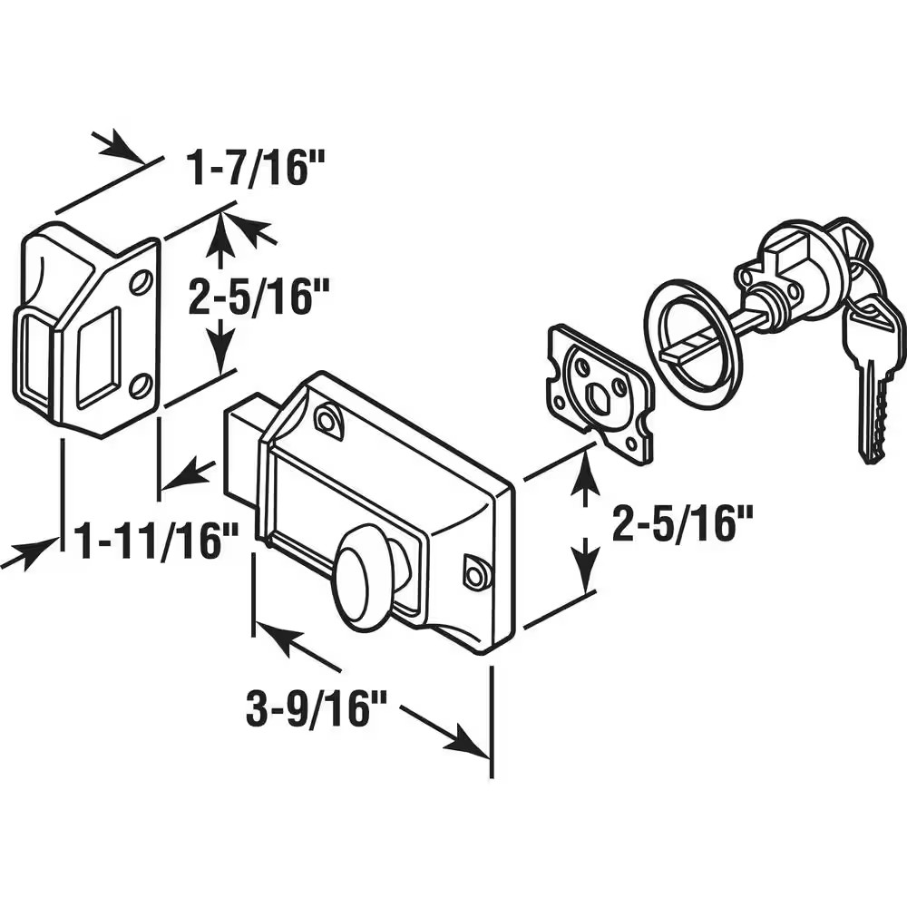 Single Cylinder Rim Deadlatch, Diecast, Brass