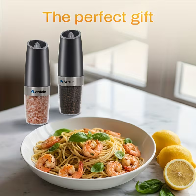 Electric Salt and Pepper Grinder Set, Automatic, Adjustable, Gift, 2 Pack