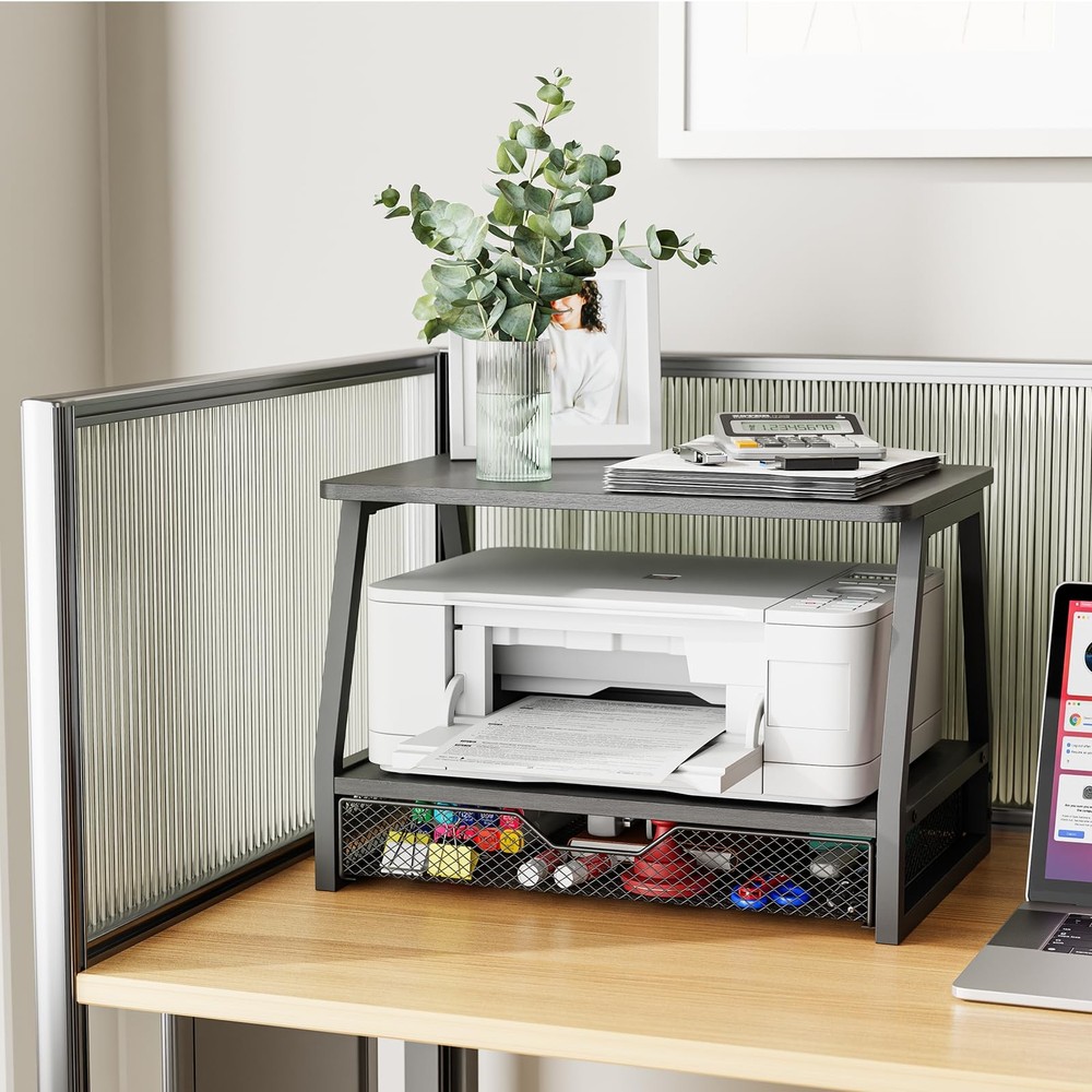 2-Tier Printer Stand with Storage, Desktop Organizer for Printer , Desk Shelf...