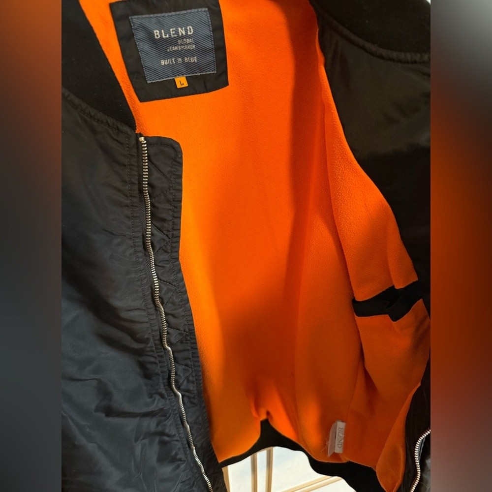 BLEND Bomber Jacket – Black & Orange – Men’s Size L