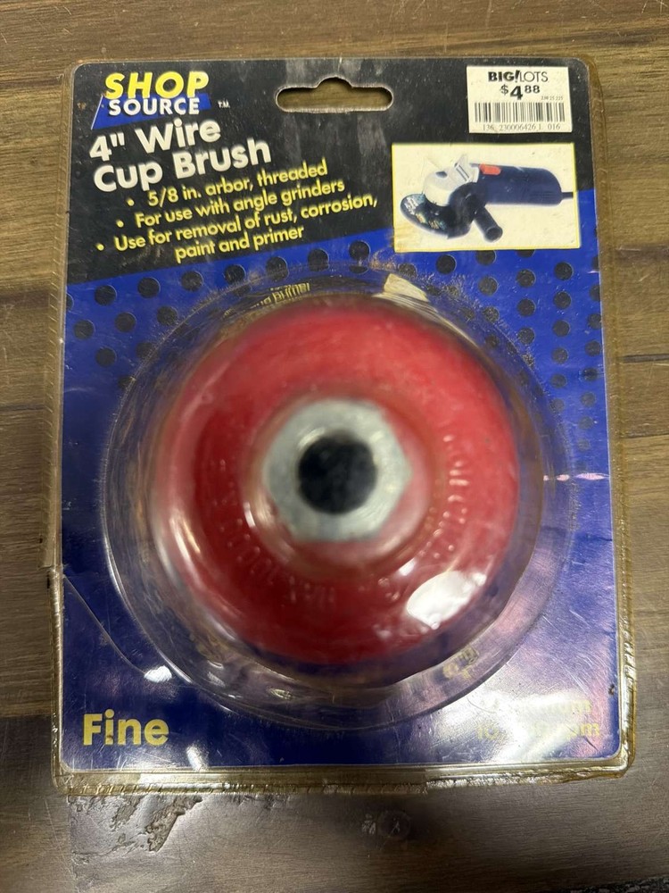 Shop Source 4" Wire Cup Brush Fine 5/8" Arbor Angle Grinder Rust Removal