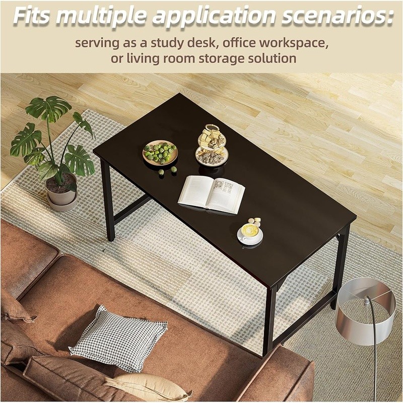 Modern Computer Desk Durable Wood Surface Stable Metal Frame Easy Assembly New