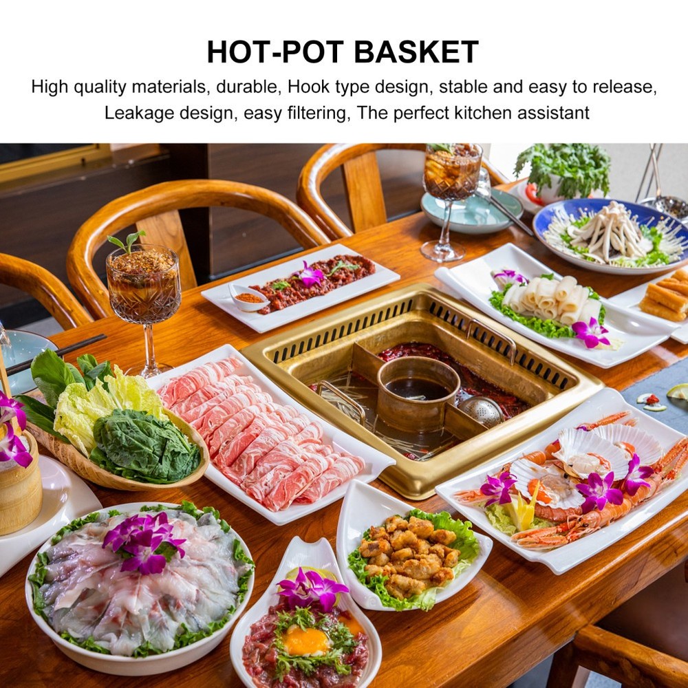 2 Pack Hot Pot Basket Strainer Clip Kitchen with Handle for Boiling