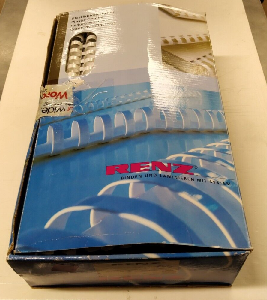 Renz White Comb Binds 14mm 20 plastic ring x 100 pack