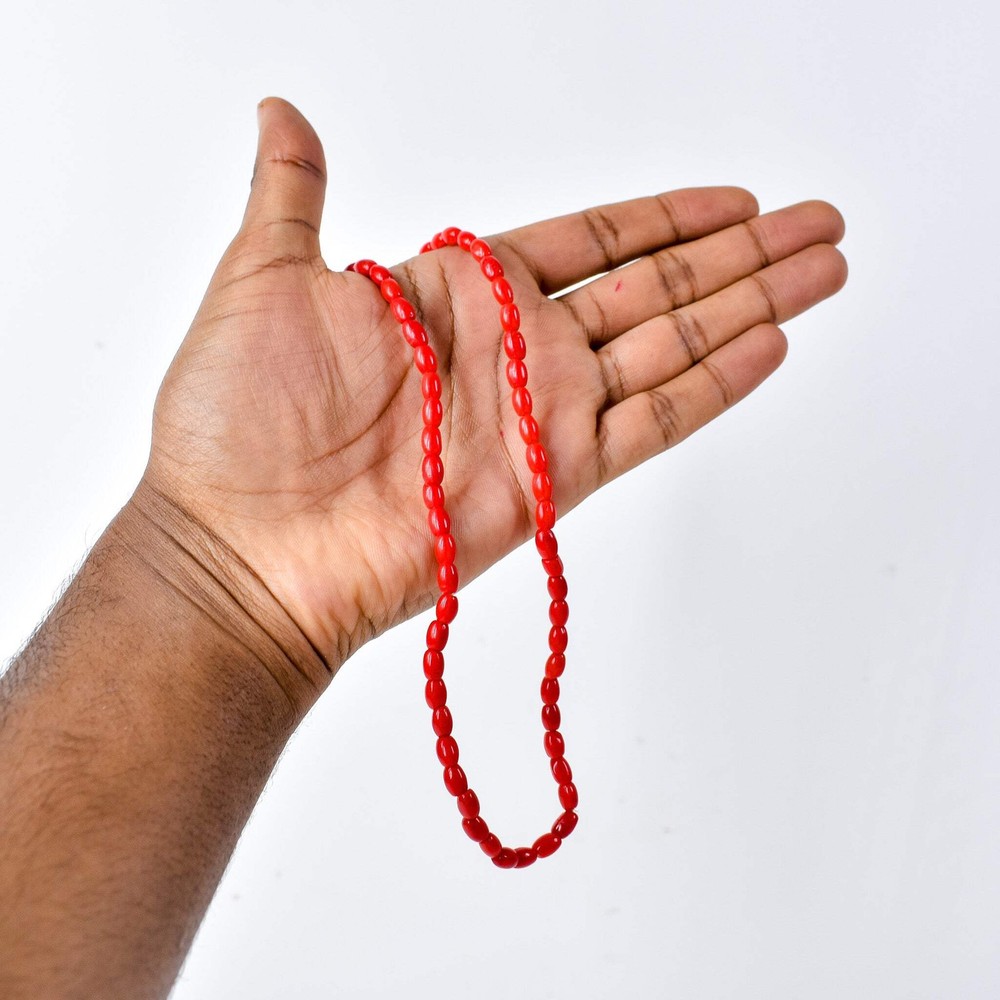 Bohemian Rice Molded Red Trade Beads