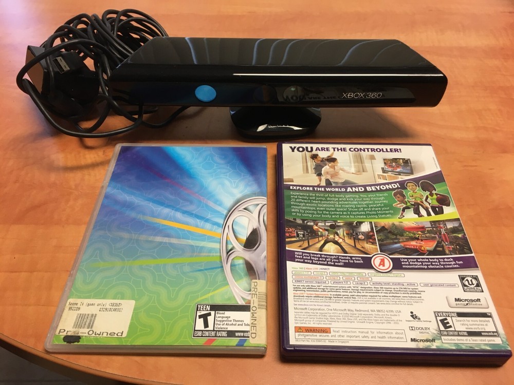 Microsoft Xbox 360 Kinect Motion Sensor Bar Black & Kinect Adventures/Scene It?