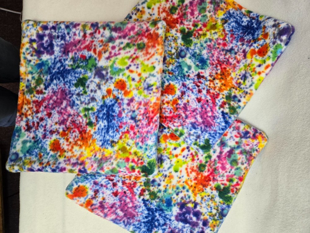 Fleece Cage Liners Accessories, Beds, Corner Hidey, Tunnels, Paint Splatter