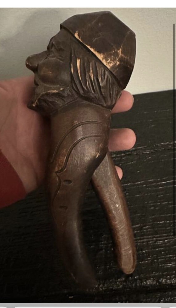 Older pirate head nut cracker solid wood hand done