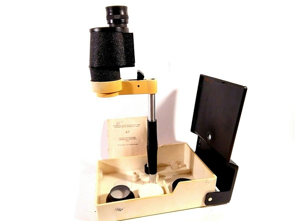 Soviet vintage optical set "Nature lover LP-1". Monocular, Microscope