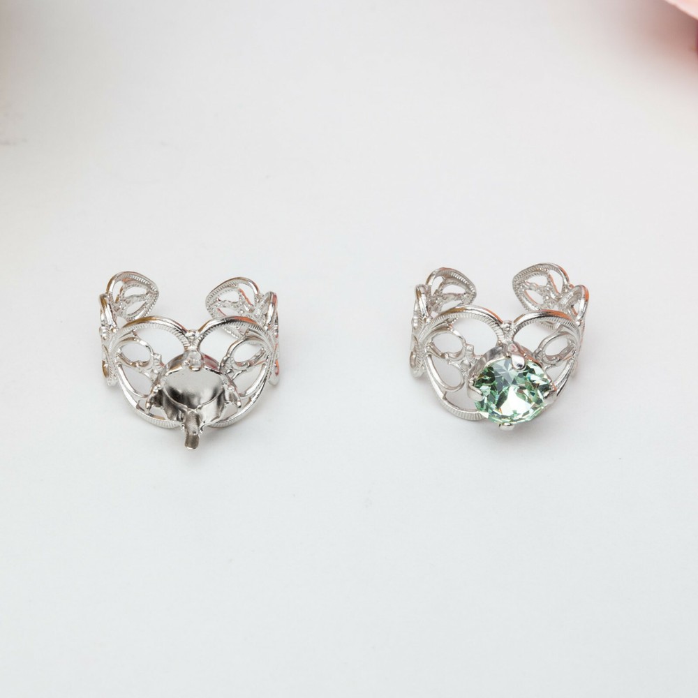 8.5mm | Filigree Adjustable DIY Ring Bases | (R 408)
