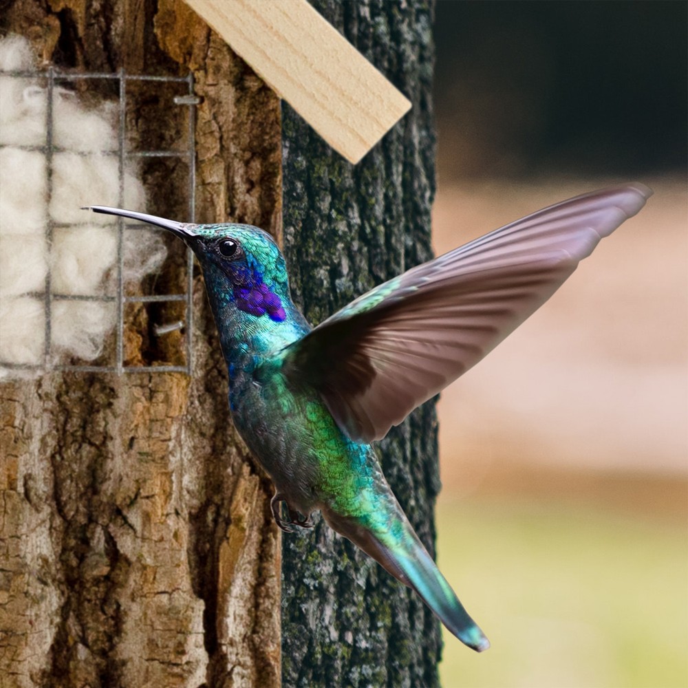 Backyard Hummingbird Nester; Rustic Handmade Hummingbird Nest Builder