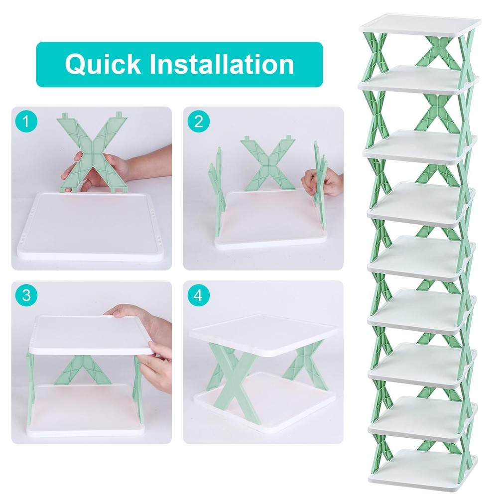 9Tier Narrow Entryway Shoe Rack Plastic Vertical Organizer Space Saving Free