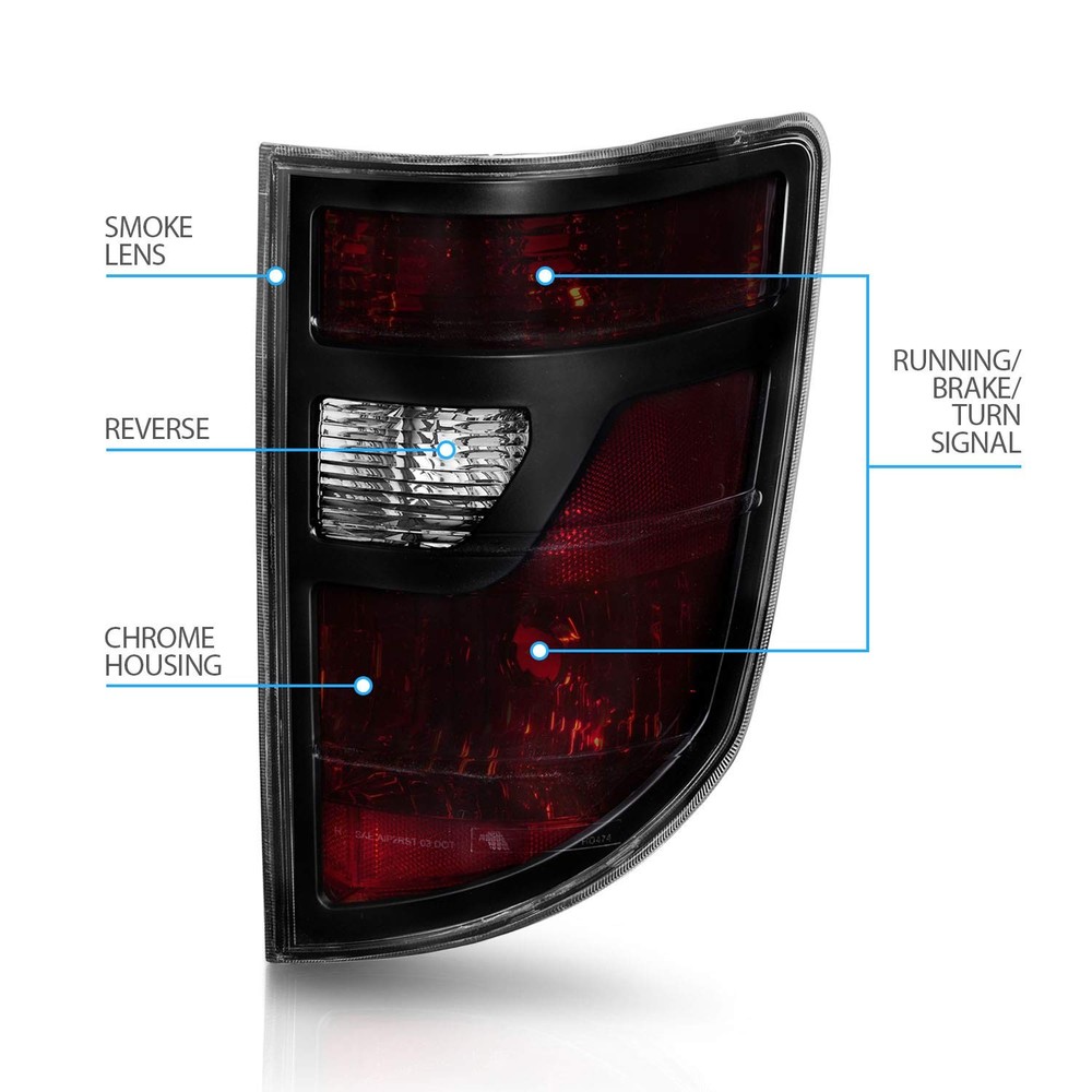 2006-2008 Ridgeline Black Bezel Red Tail Light Assembly Driver Passenger