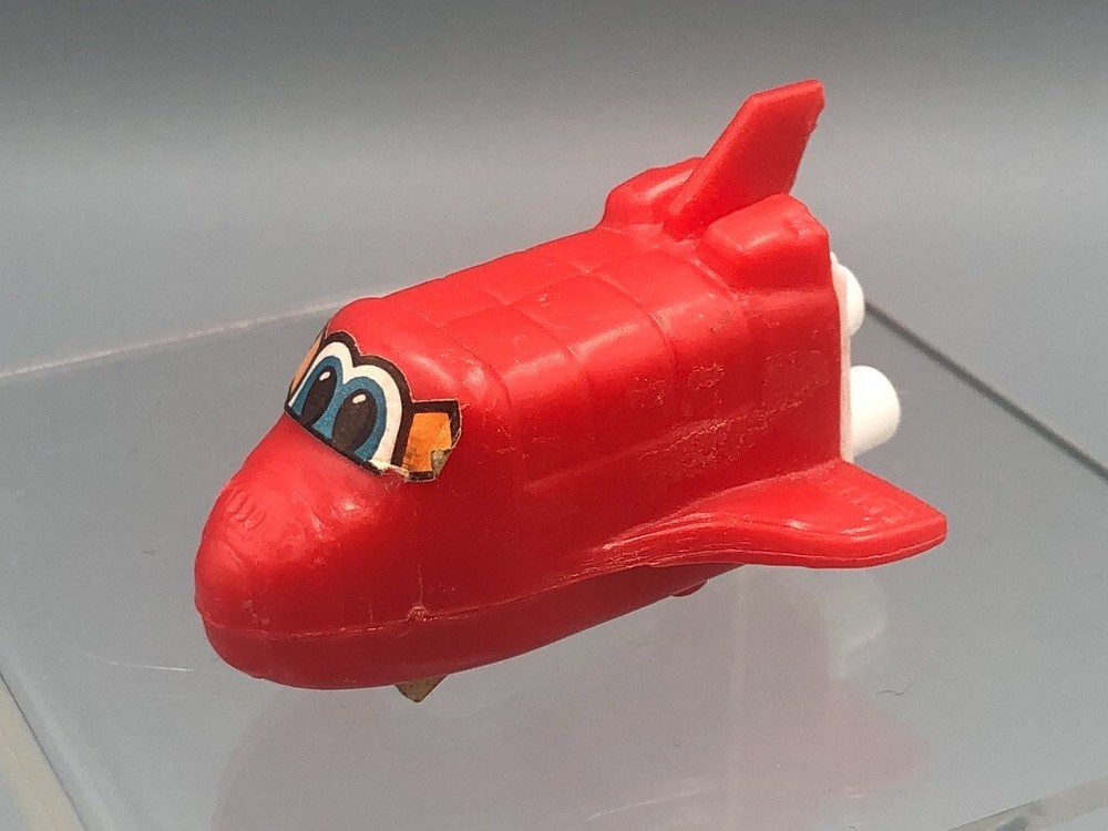 1990s Red ROCKET SPACE SHIP Toy CANDY CONTAINER Vintage