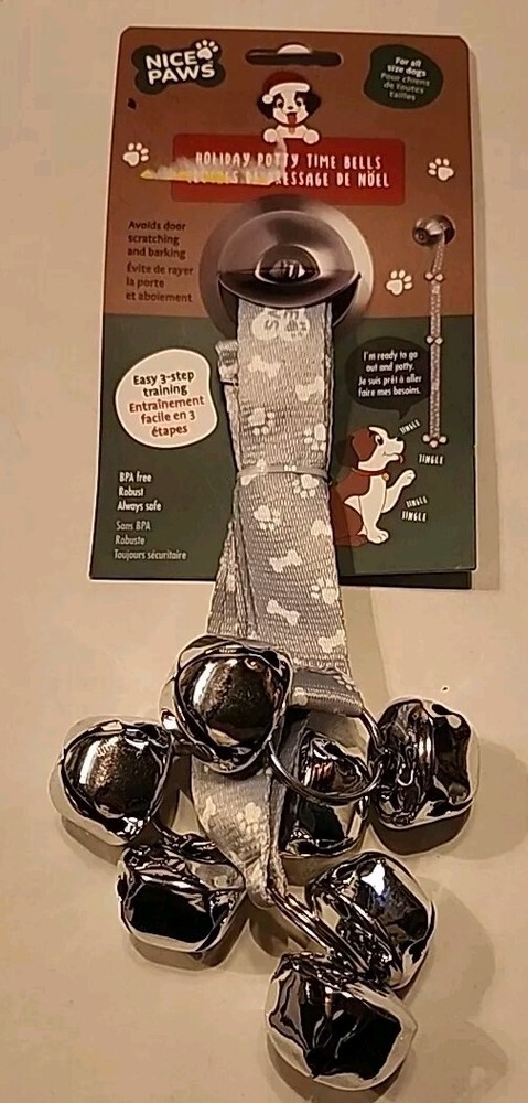 Nice Paws Holiday Potty Time Bells Silver NWT