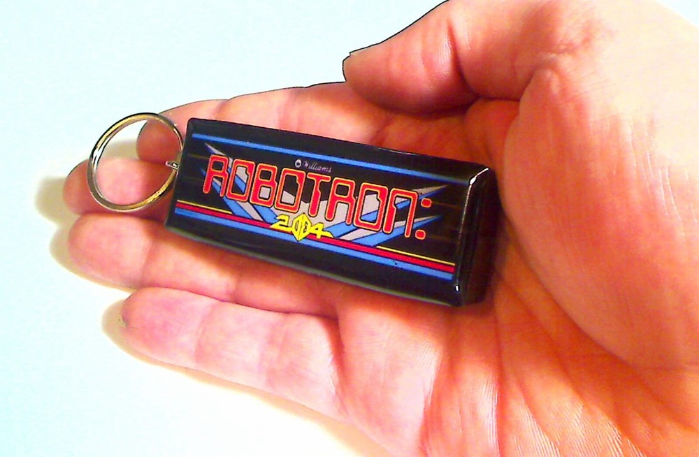 Robotron Arcade Marquee Coin Door accessory Keychain