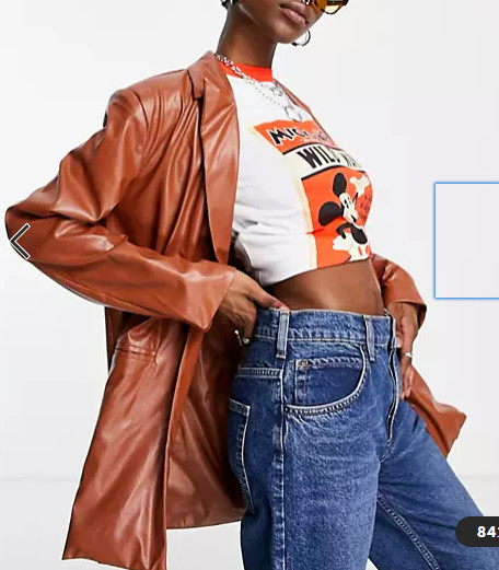 Heartbreak oversized PU blazer co-ord in rust UK 10