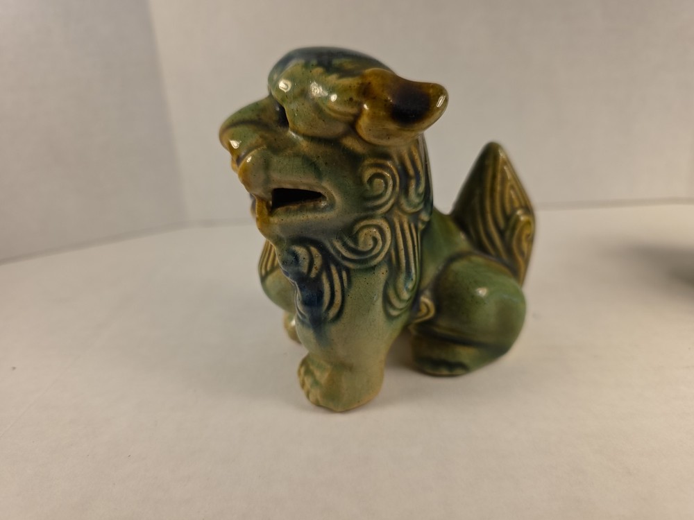 Vintage Dragon Ceramic Green Cone Incense Burner Set